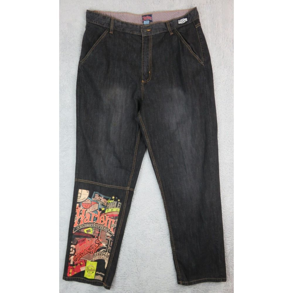 Mens FUBU Platinum Harlem Globetrotters Limited Edition Jeans Size‎ 40x34 Gray